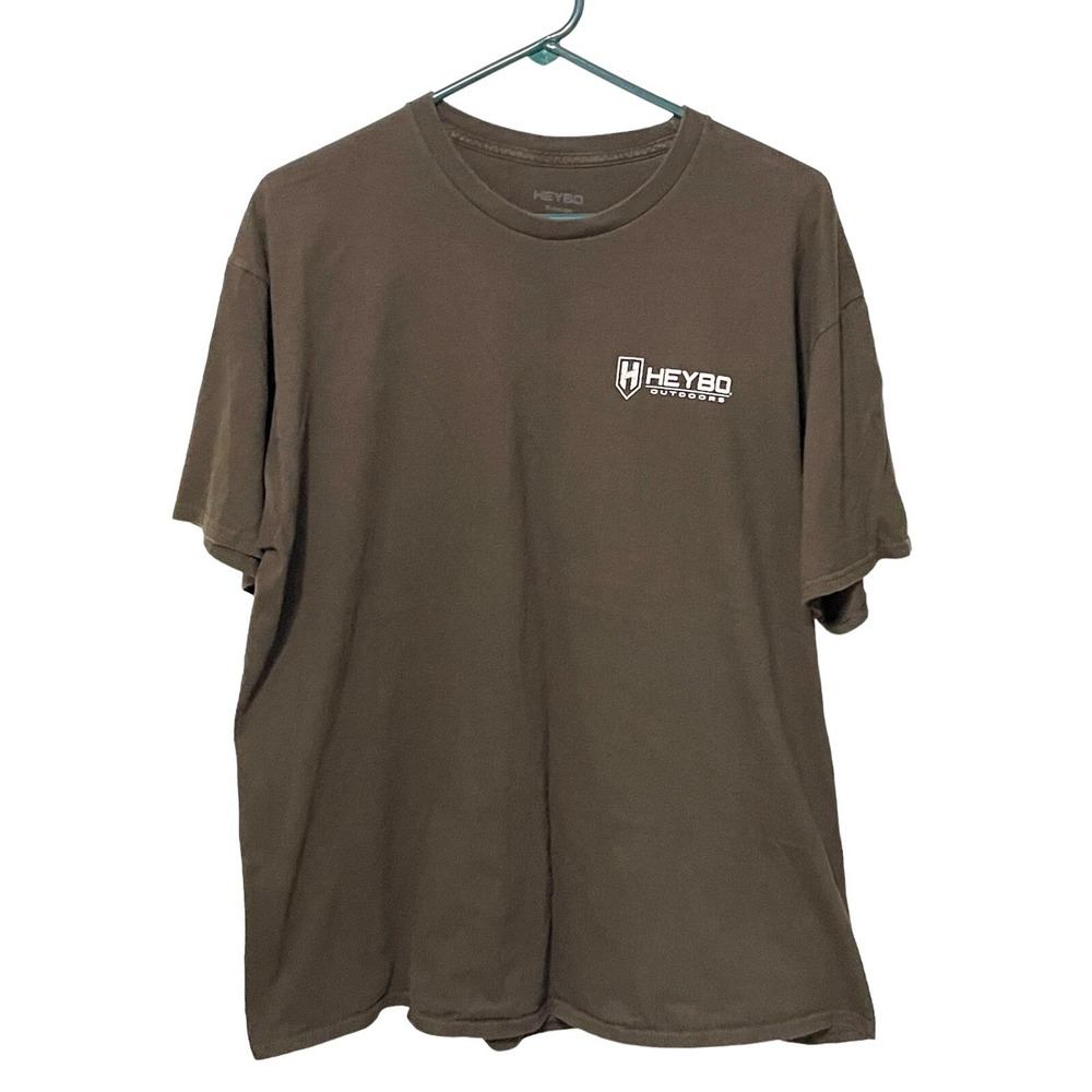 HEYBO Outdoors Men's XL Brown Short Sleeve T-Shirt Hunting Dog Patriotic America
